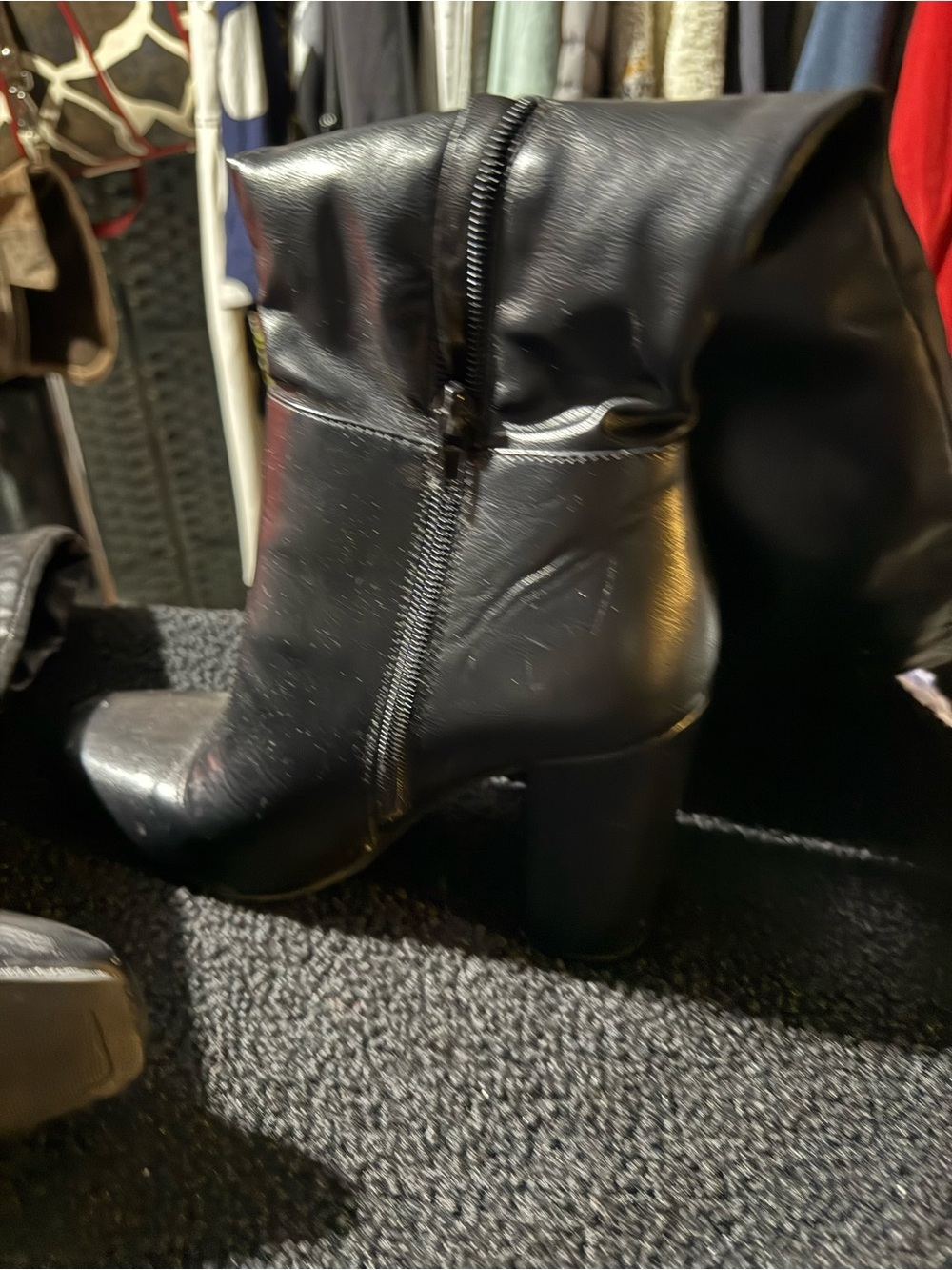 Guess Black Women's Block Heel Ankle Boots - Classic Zip Closure